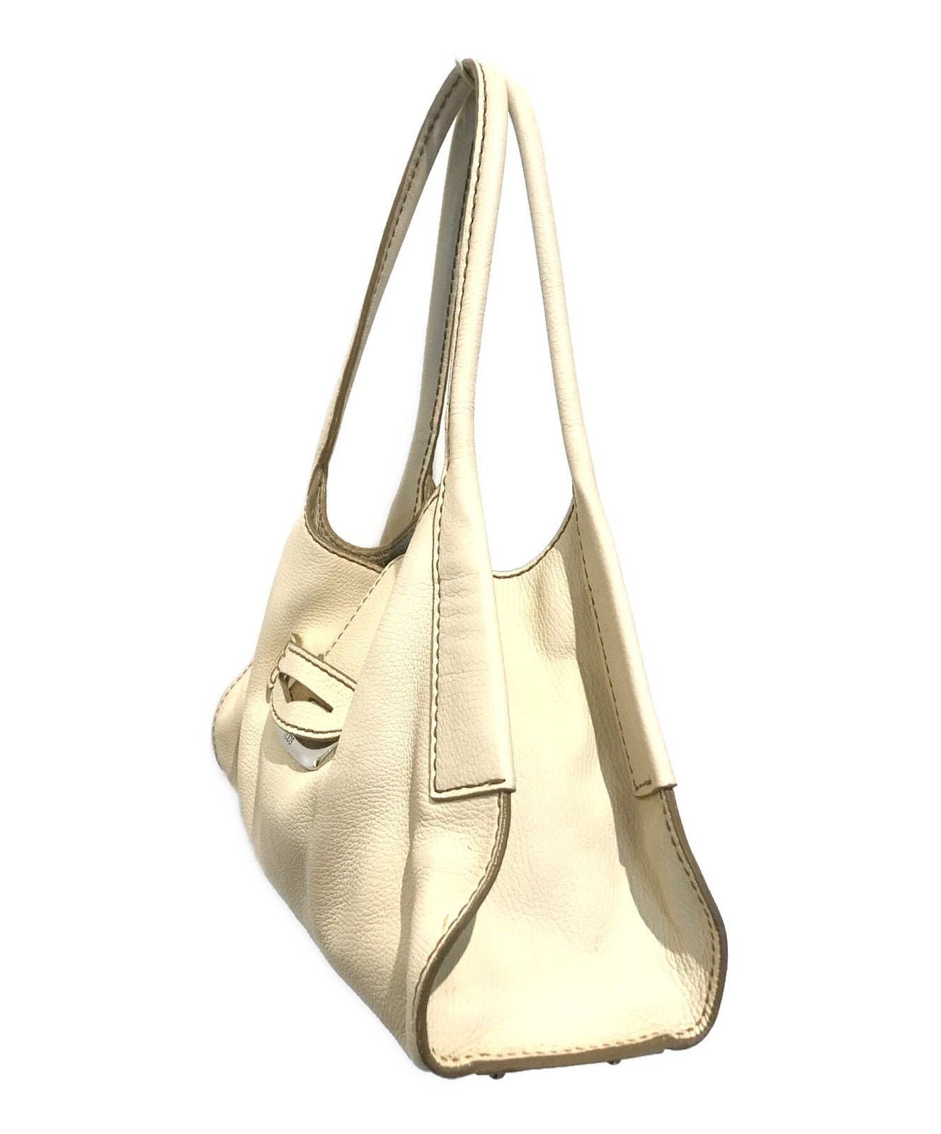 TOD'S Hand Bag Tote Purse Beige Authentic