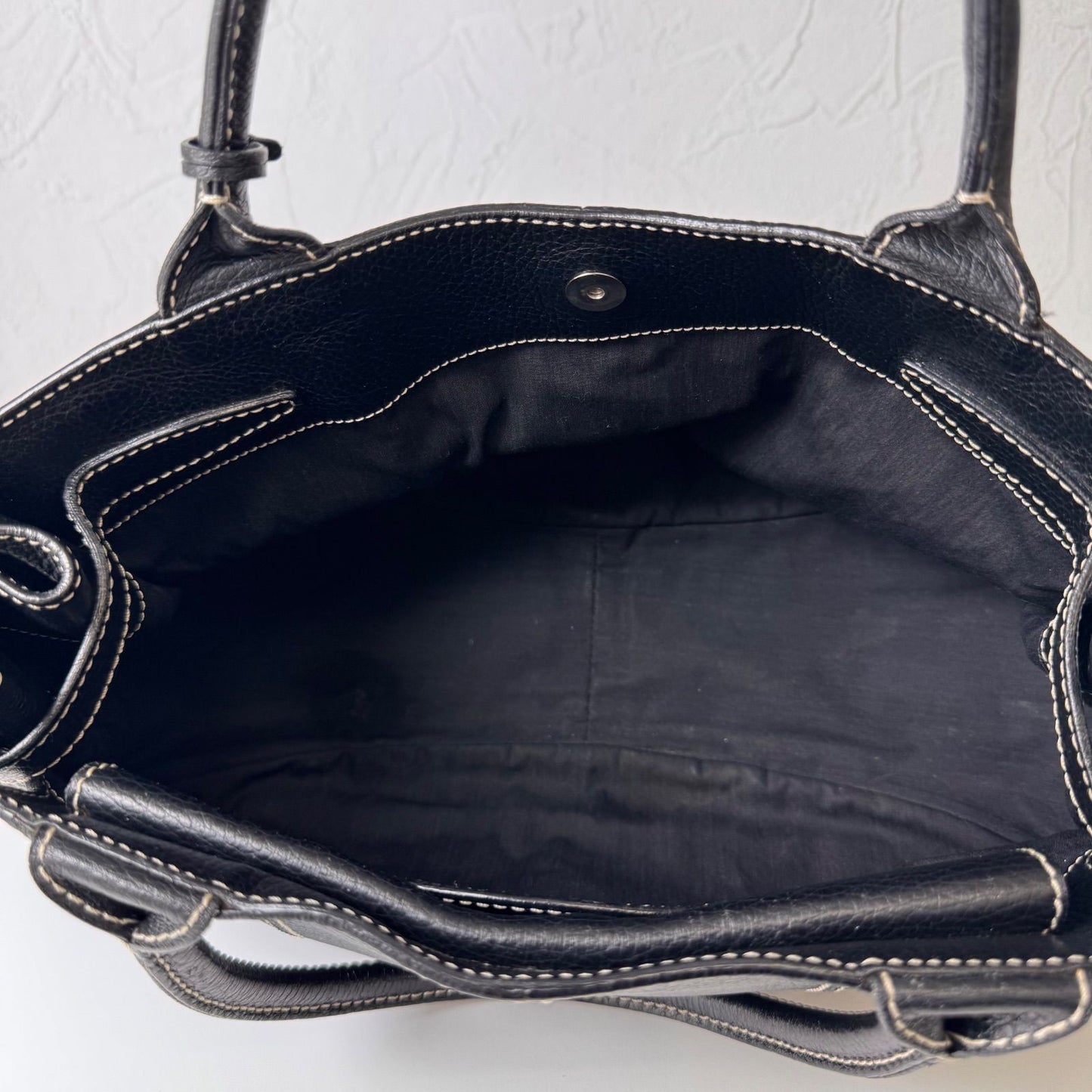 TOD'S Hand Bag Tote Purse Leather Black Authentic