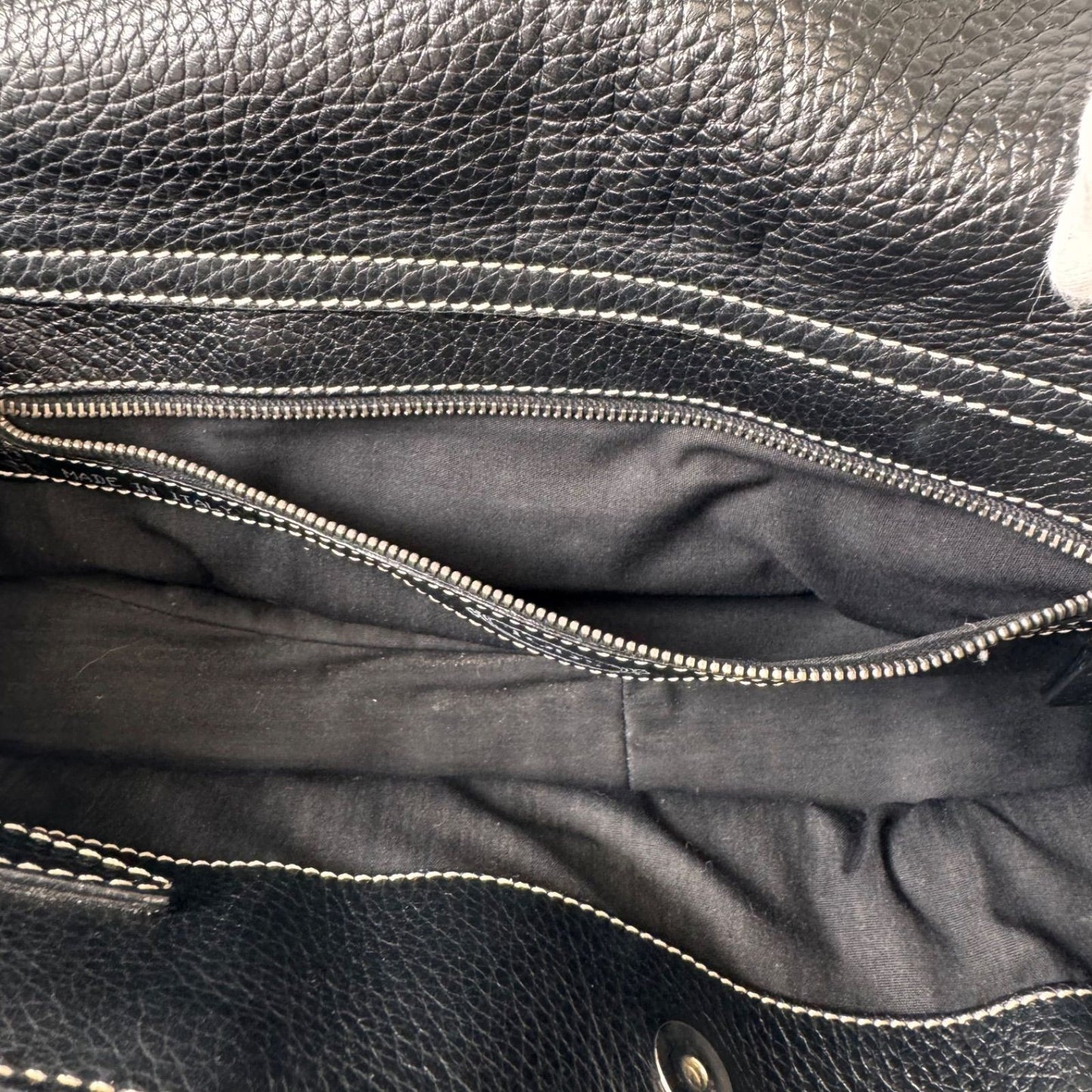 TOD'S Hand Bag Tote Purse Leather Black Authentic