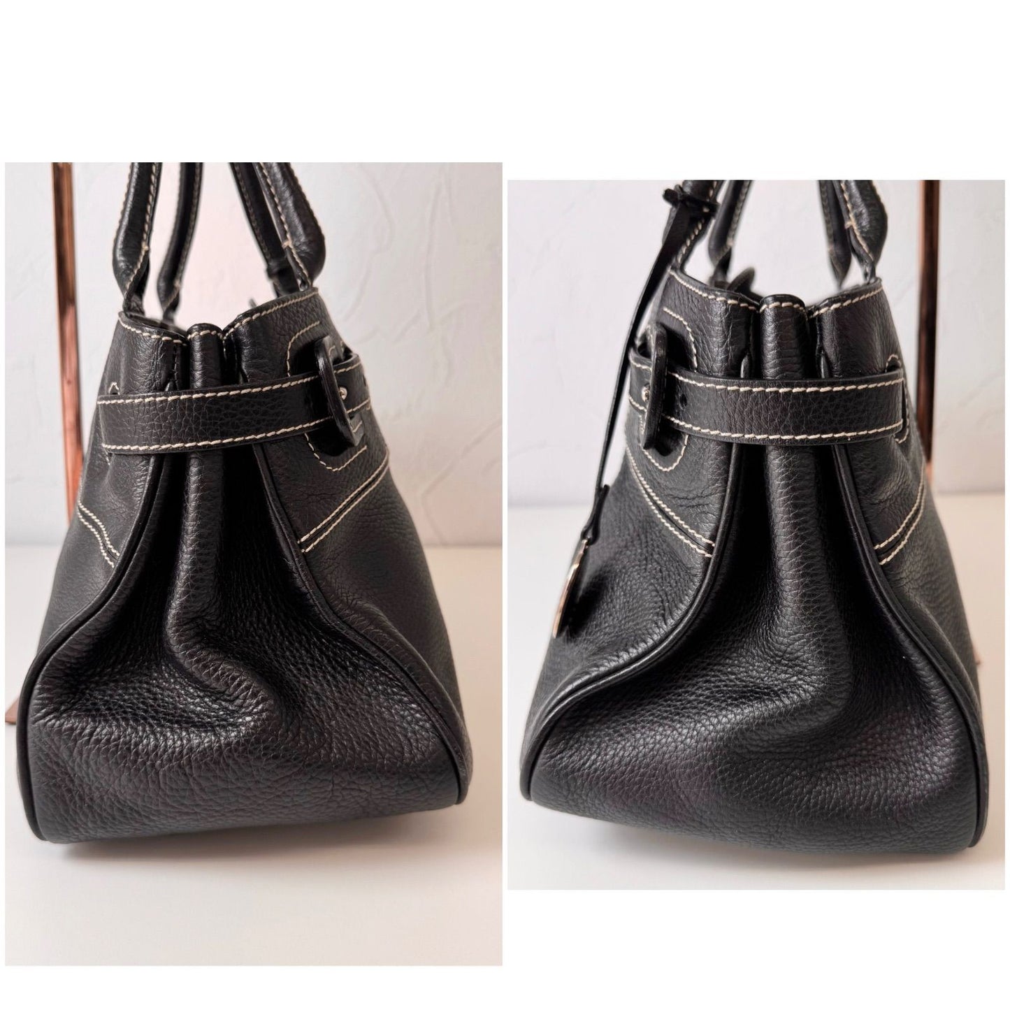 TOD'S Hand Bag Tote Purse Leather Black Authentic
