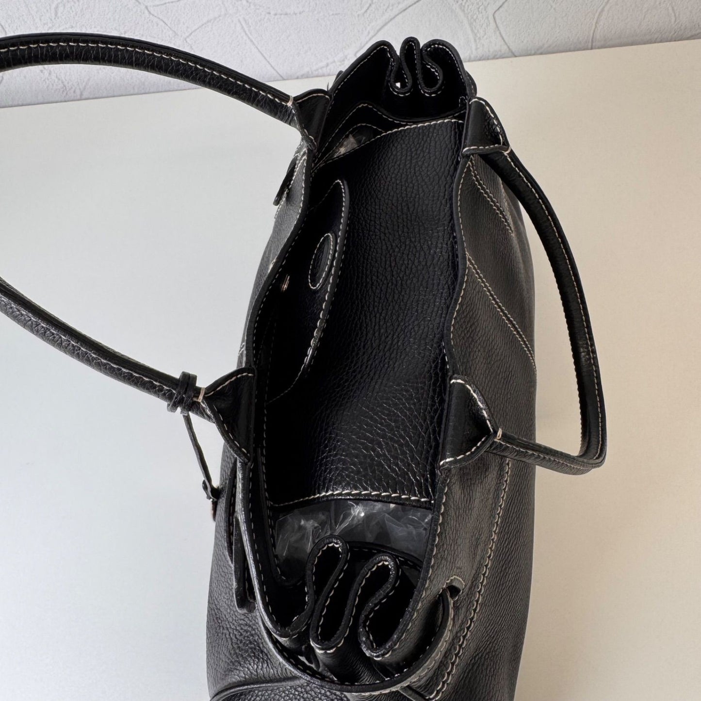 TOD'S Hand Bag Tote Purse Leather Black Authentic