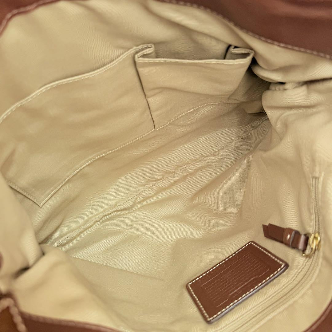 COACH Shoulder Bag Purse Patchwork Mosaic Hampton Hobo Dark Brown Beige Auth