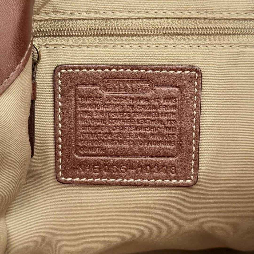 COACH Shoulder Bag Purse Patchwork Mosaic Hampton Hobo Dark Brown Beige Auth