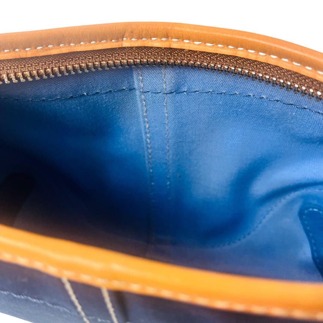 Borsa a tracolla Coach borsa tela pelle blu navy bianca autentica