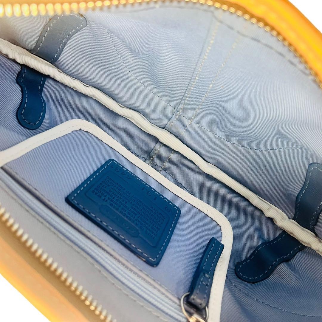 Borsa a tracolla Coach borsa tela pelle blu navy bianca autentica