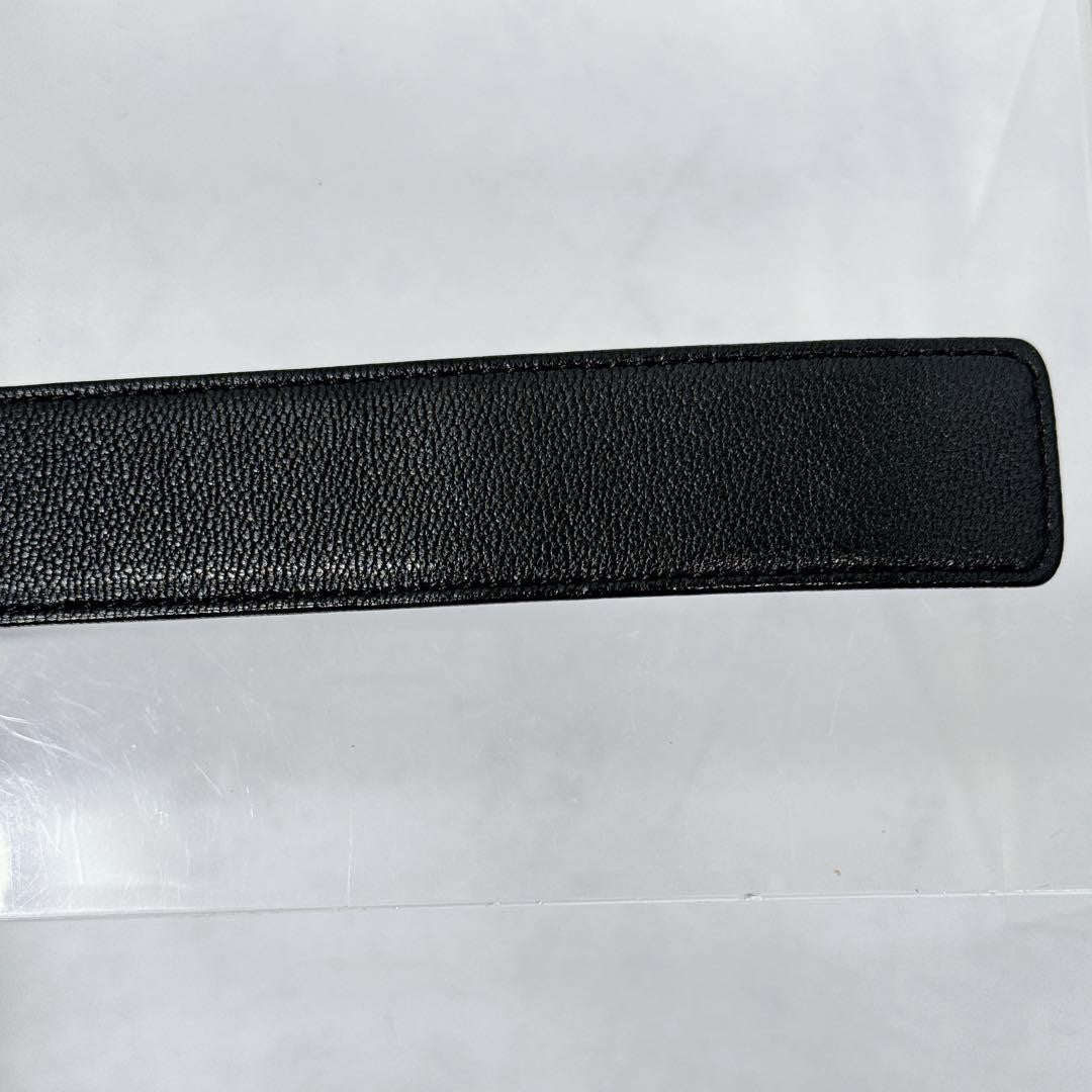 Saint Laurent Men's Belt YSL Cassandra Leather Black Authentic