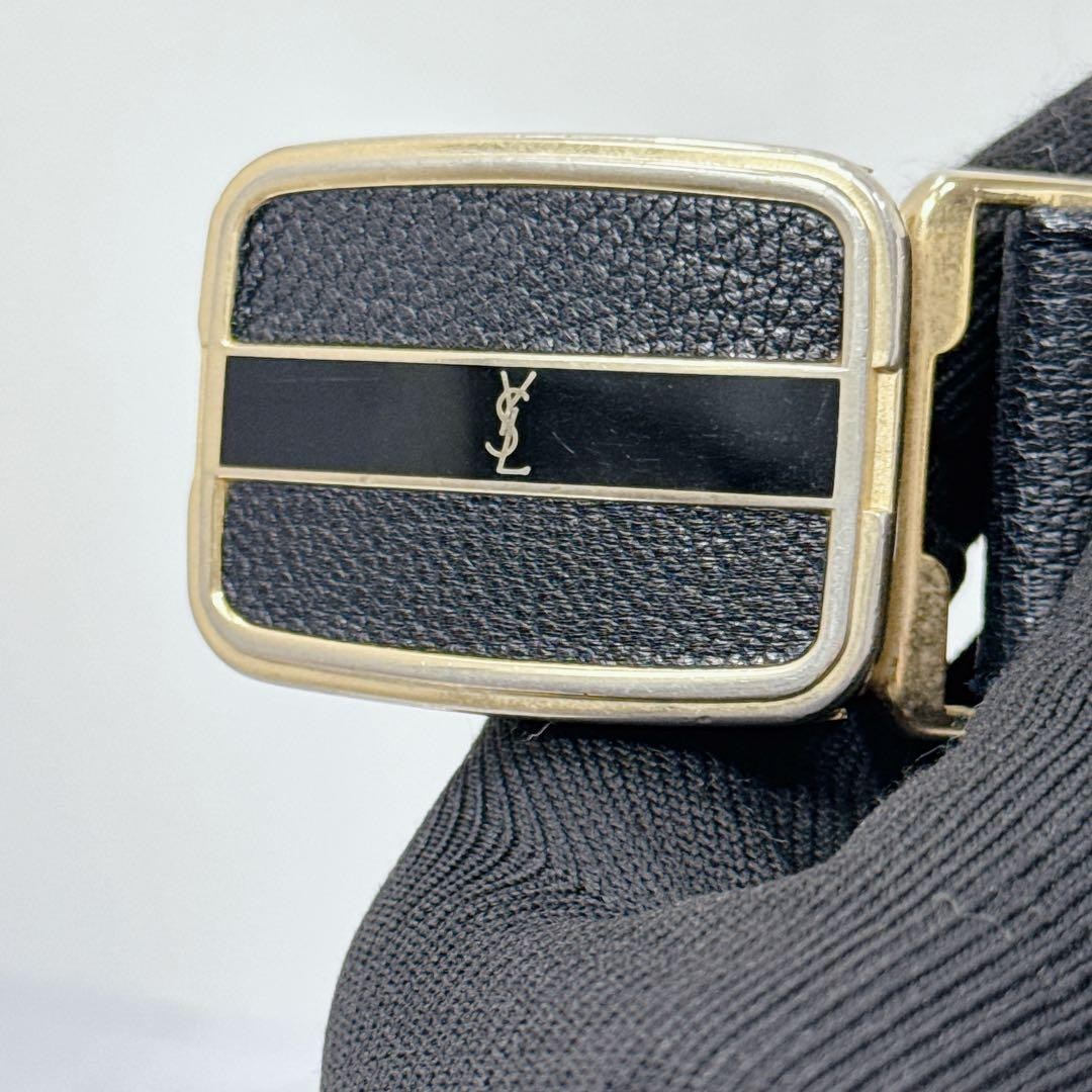 Saint Laurent Men's Belt YSL Cassandra Leather Black Authentic