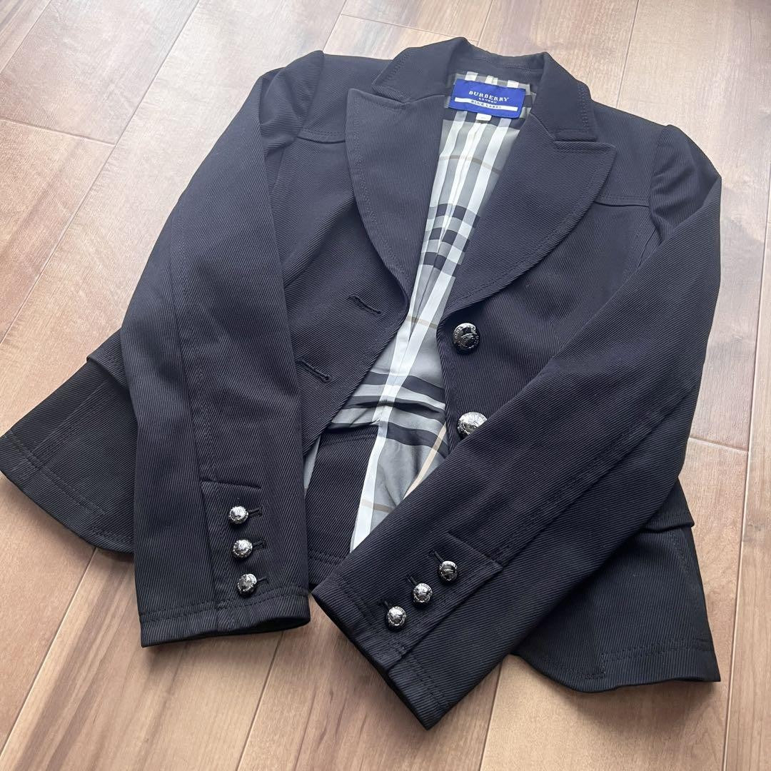 BURBERRY BLUE LABEL Jacket Nova Check Asian fit S 36 US size XS Black Authentic