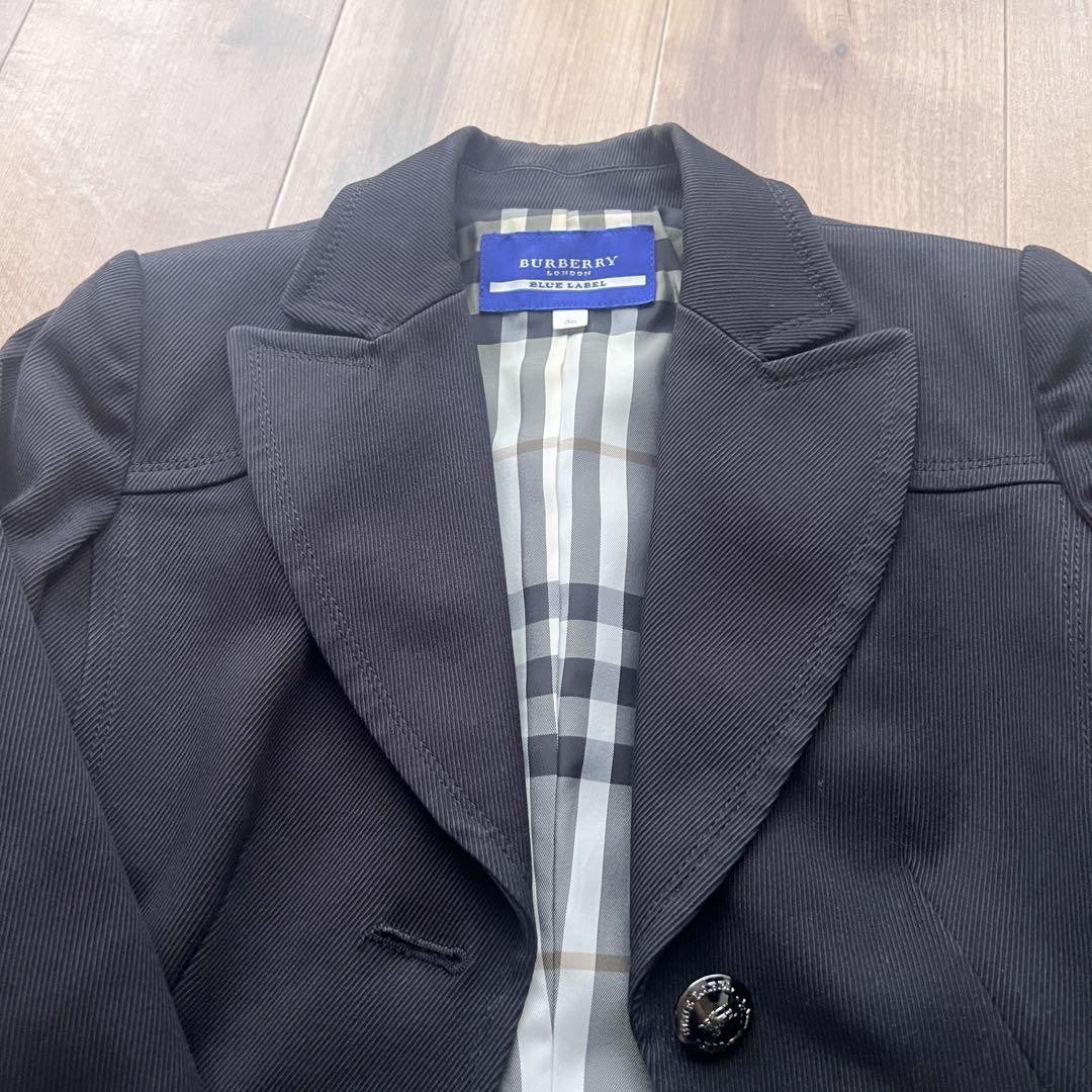 BURBERRY BLUE LABEL Jacket Nova Check Asian fit S 36 US size XS Black Authentic