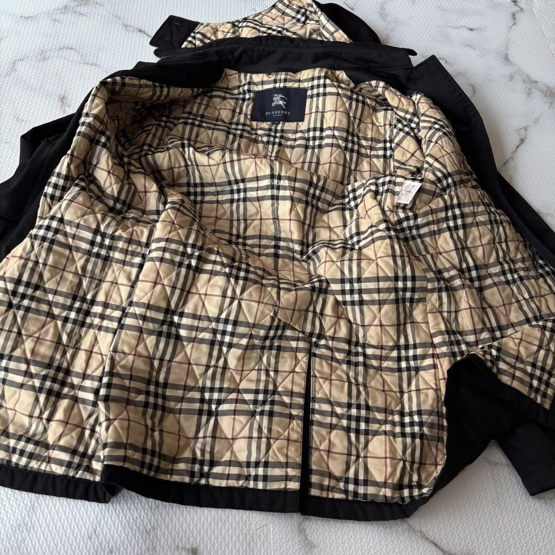 BURBERRY LONDON Coat Nova Check Asian fit L 40 US size M Black Authentic