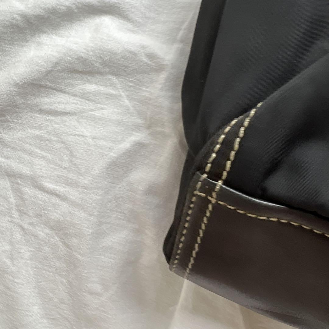 PRADA Hand Bag Tote Purse Logo Nylon Leather Black Authentic