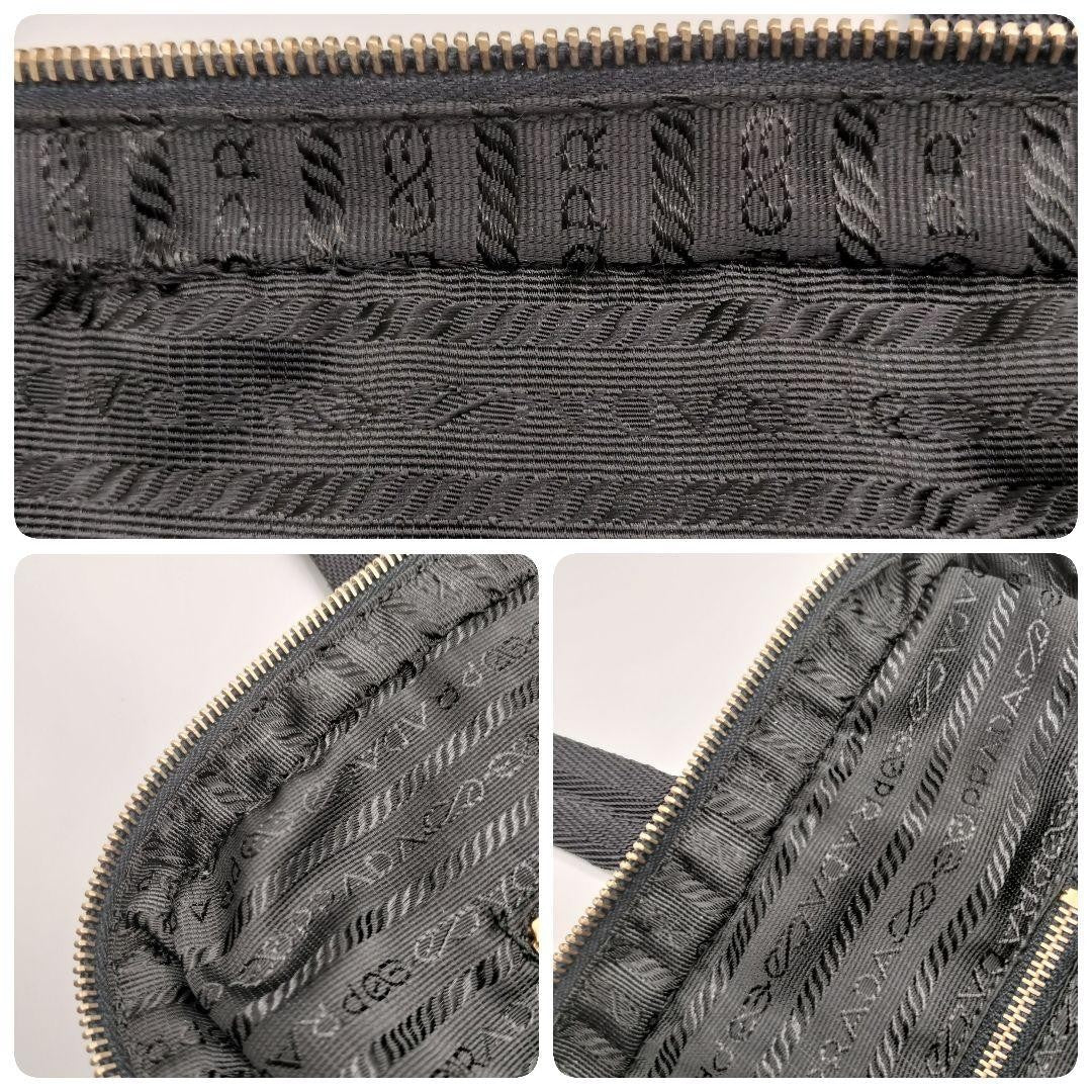 PRADA Hand Bag Tote Purse Logo Nylon Black Authentic