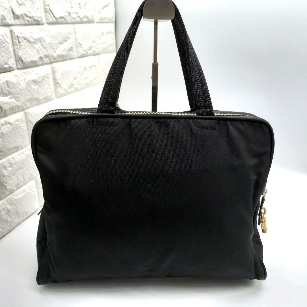 PRADA Hand Bag Tote Purse Logo Nylon Black Authentic