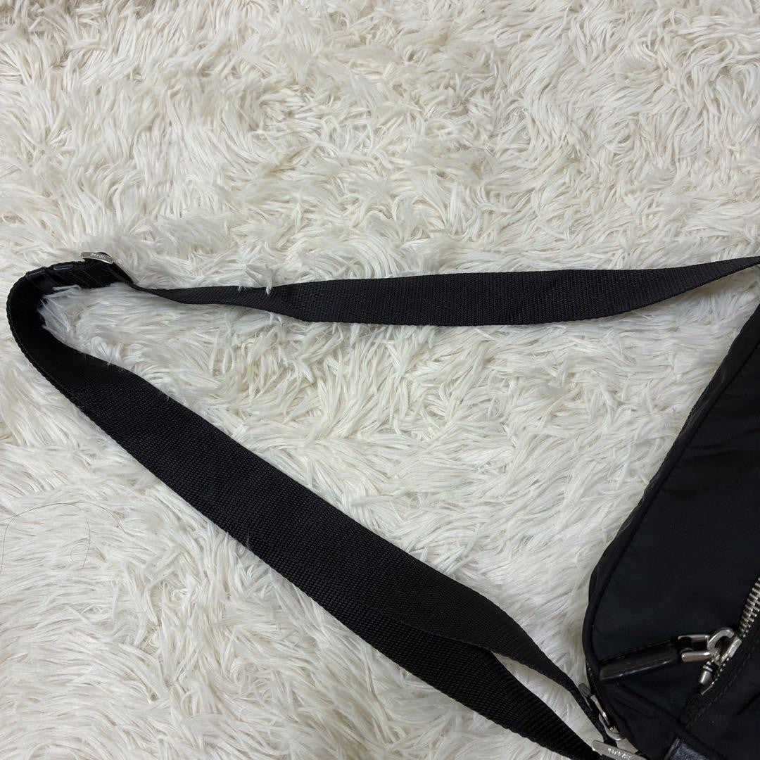 PRADA Shoulder Camera Bag Purse Logo Nylon Black Authentic