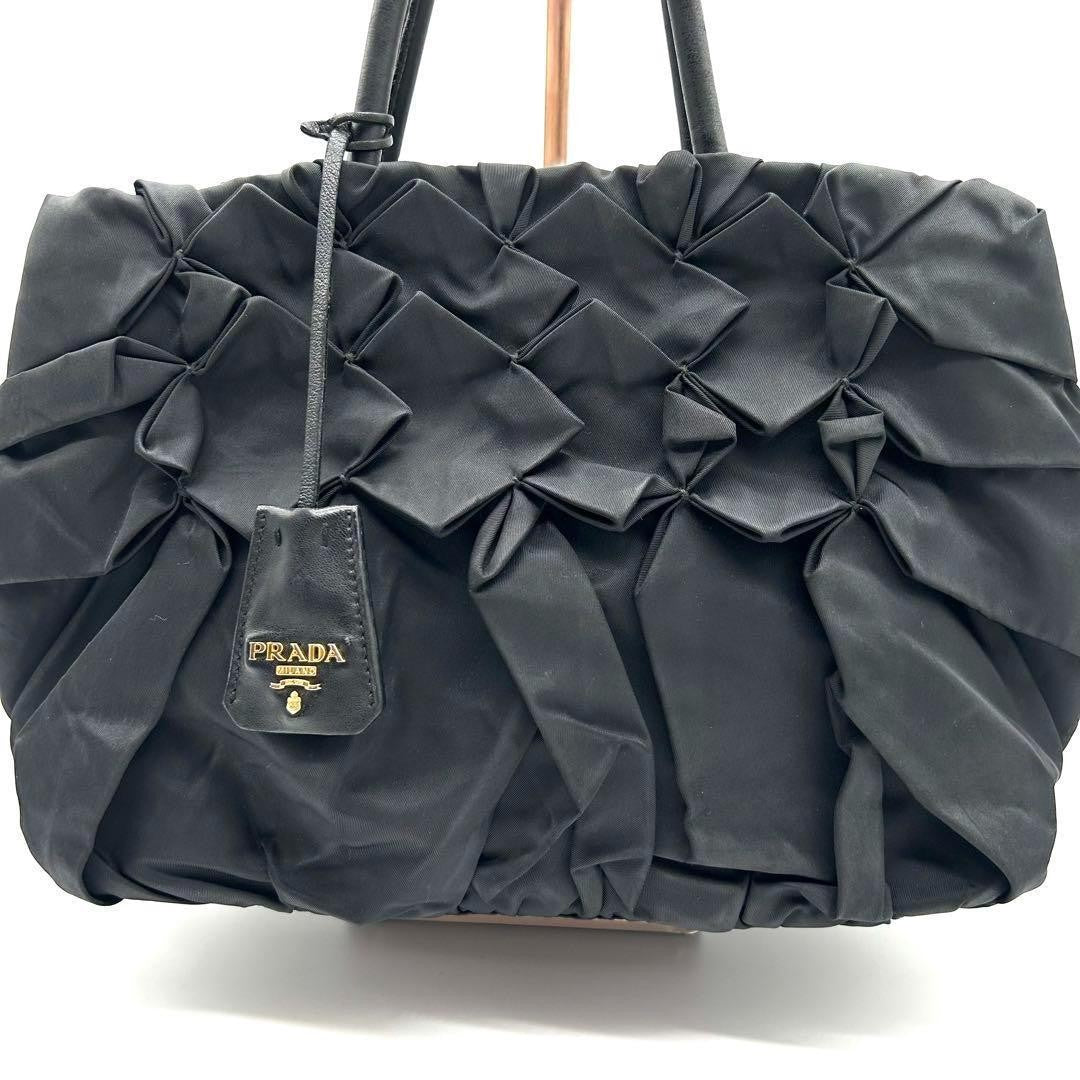 PRADA Hand Bag Tote Purse Logo Black Authentic