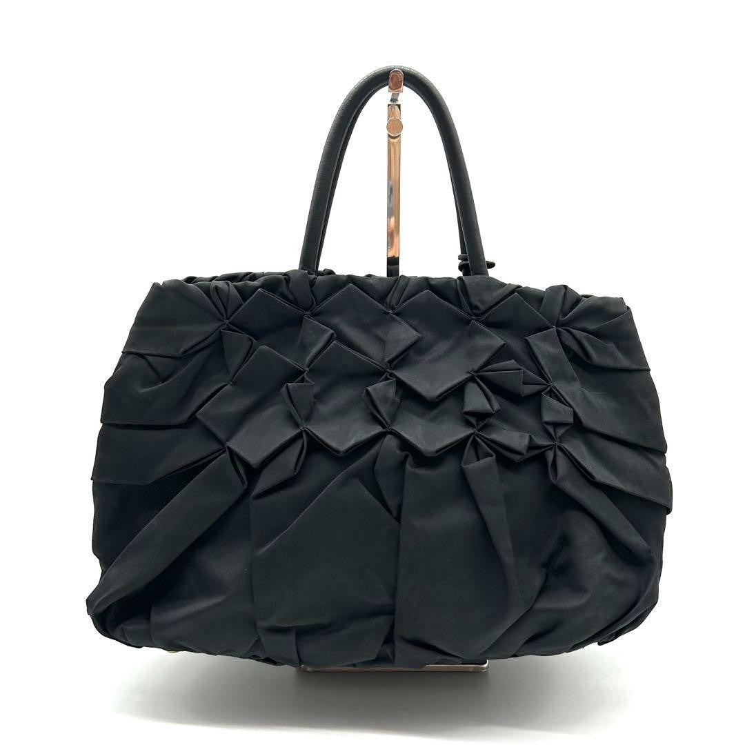 PRADA Hand Bag Tote Purse Logo Black Authentic