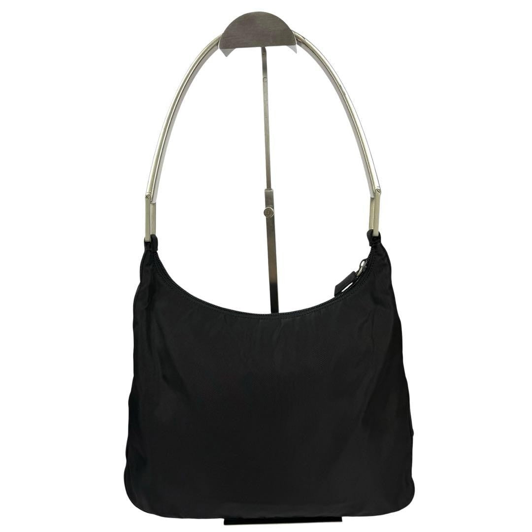 PRADA Hand Shoulder Bag Tote Purse Logo Nylon Black Authentic