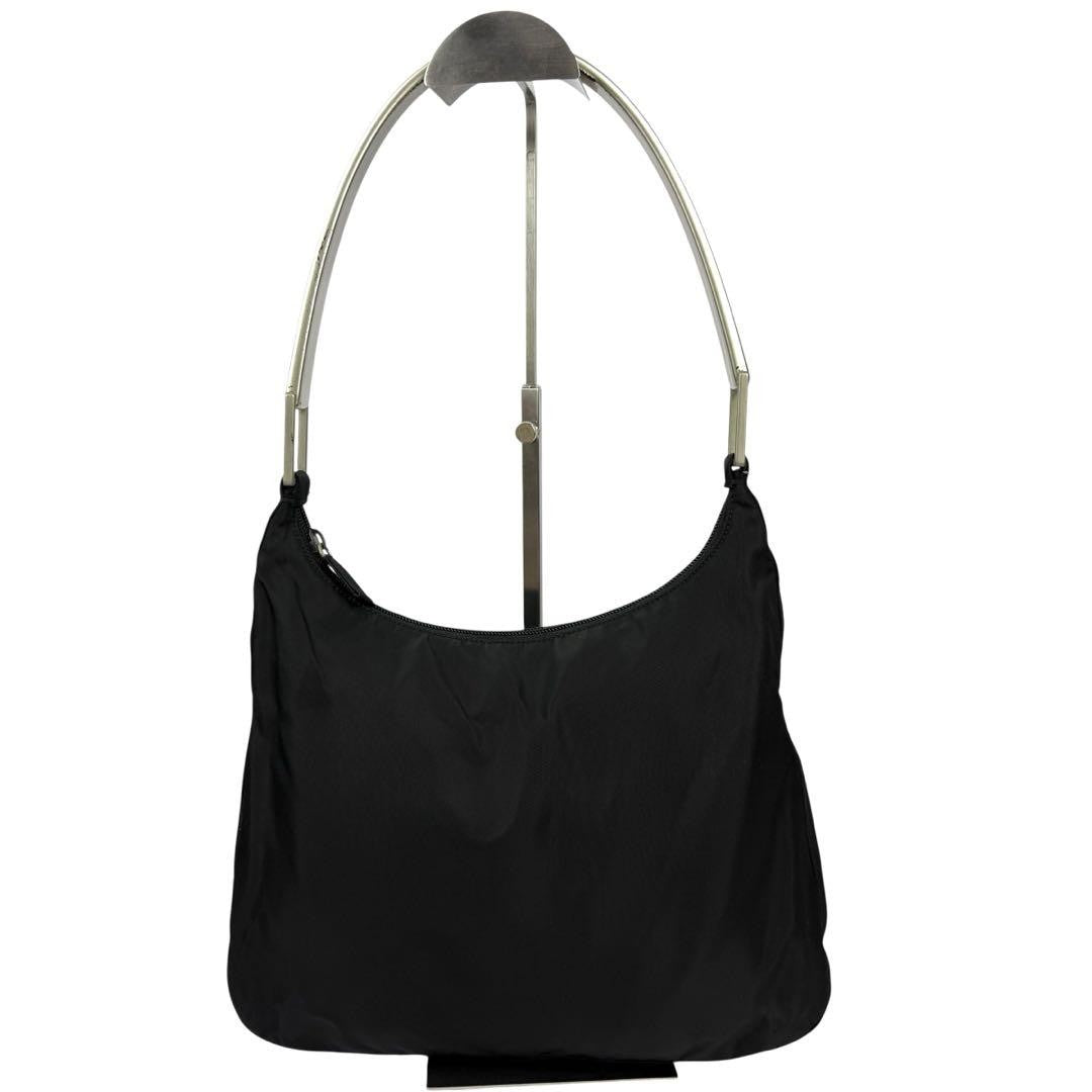 PRADA Hand Shoulder Bag Tote Purse Logo Nylon Black Authentic