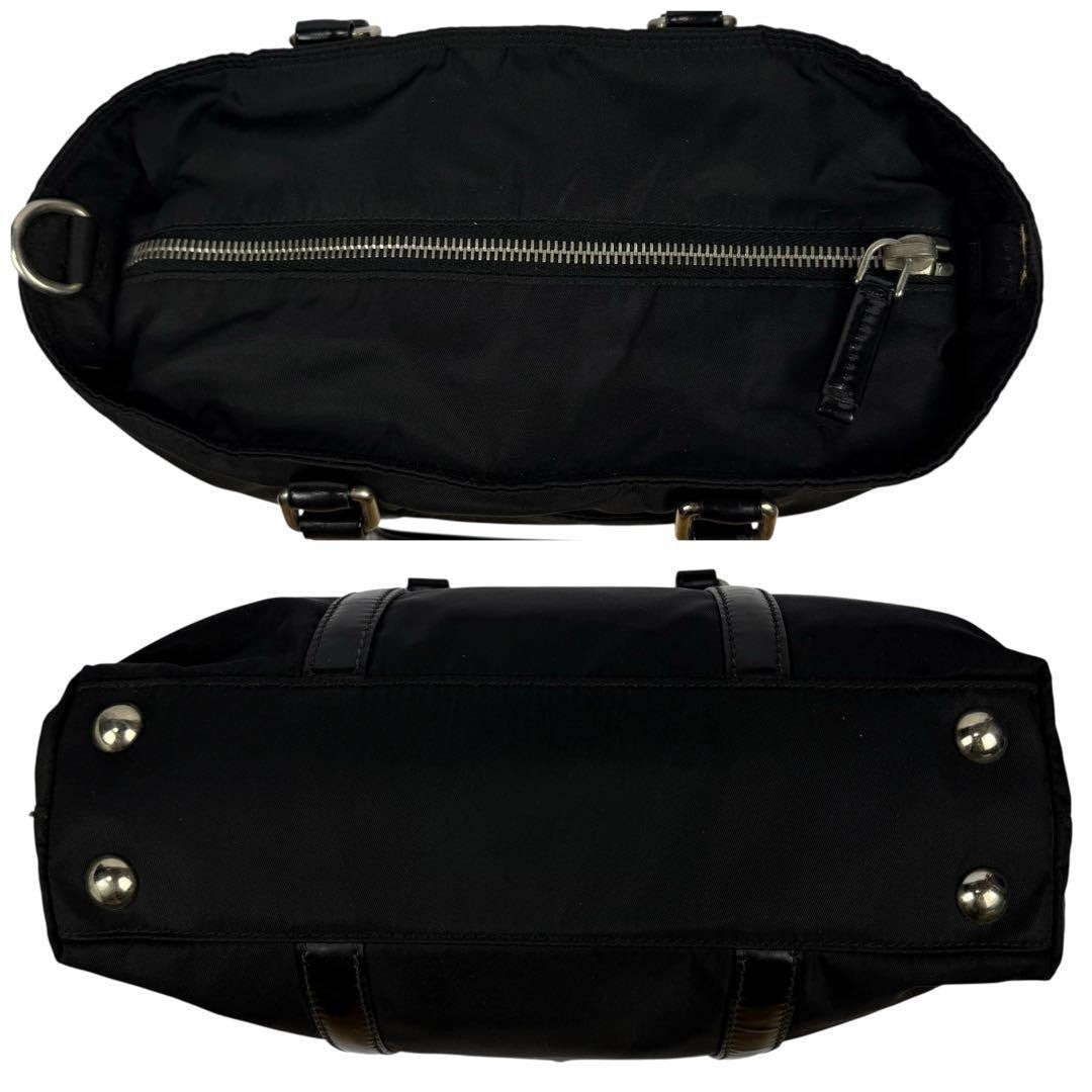 PRADA Mini Hand Bag Tote Purse Logo Nylon Leather Black Authentic
