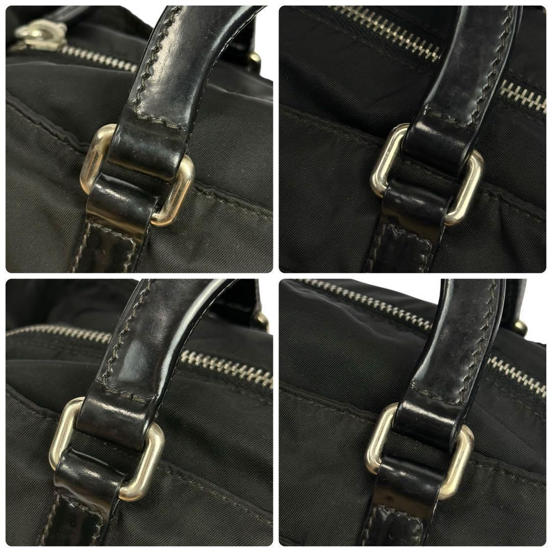 PRADA Mini Hand Bag Tote Purse Logo Nylon Leather Black Authentic