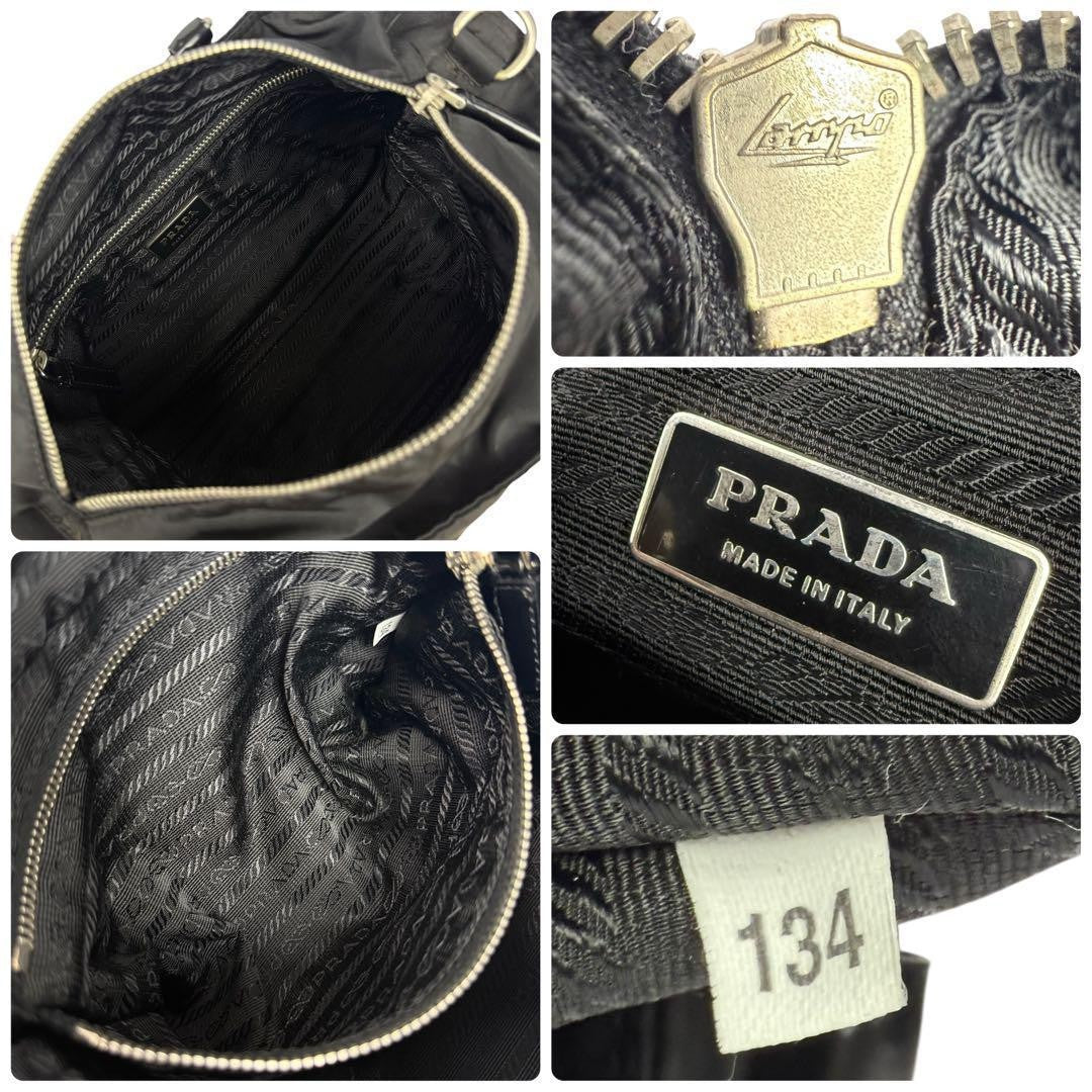 PRADA Mini Hand Bag Tote Purse Logo Nylon Leather Black Authentic