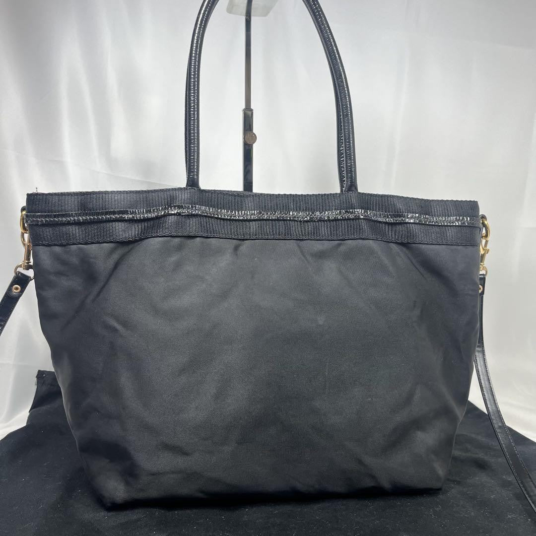 PRADA Hand Shoulder Bag Tote Purse 2way Leather Black Authentic