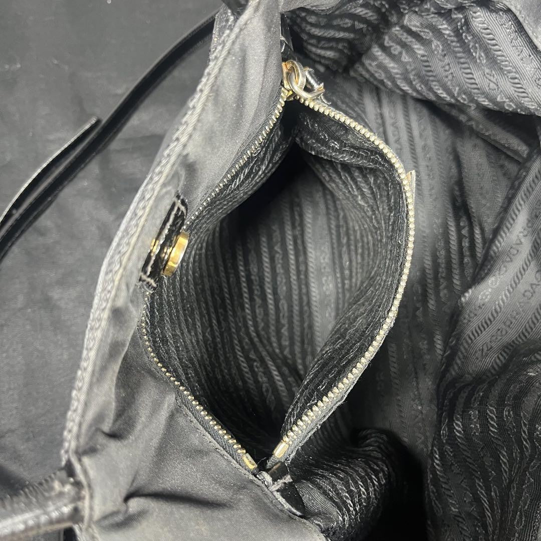 PRADA Hand Shoulder Bag Tote Purse 2way Leather Black Authentic