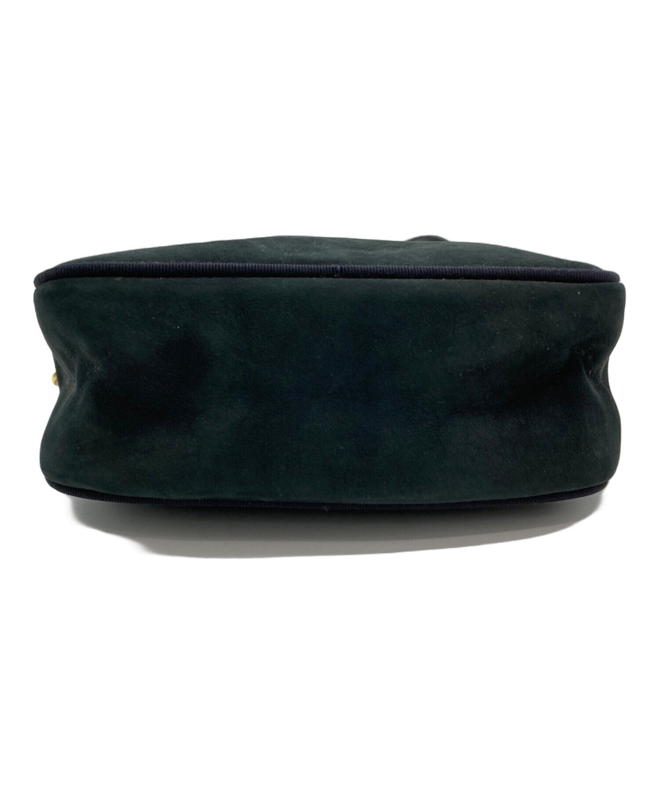 Salvatore Ferragamo Shoulder Bag Purse Vara Suede Navy Authentic