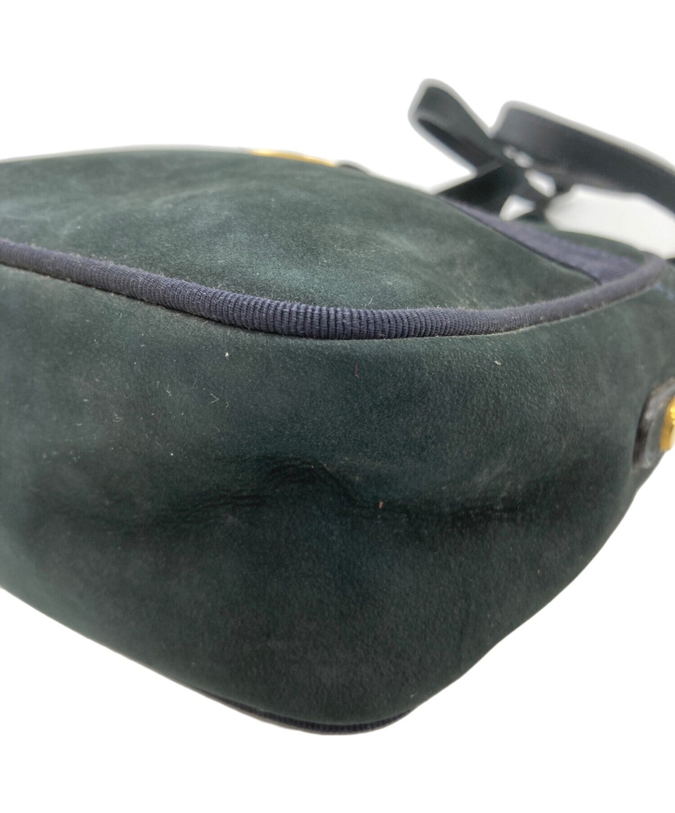 Salvatore Ferragamo Shoulder Bag Purse Vara Suede Navy Authentic
