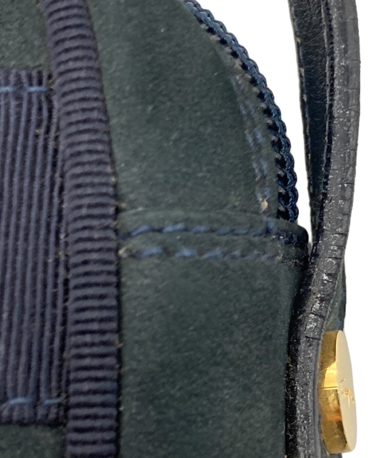 Salvatore Ferragamo Shoulder Bag Purse Vara Suede Navy Authentic