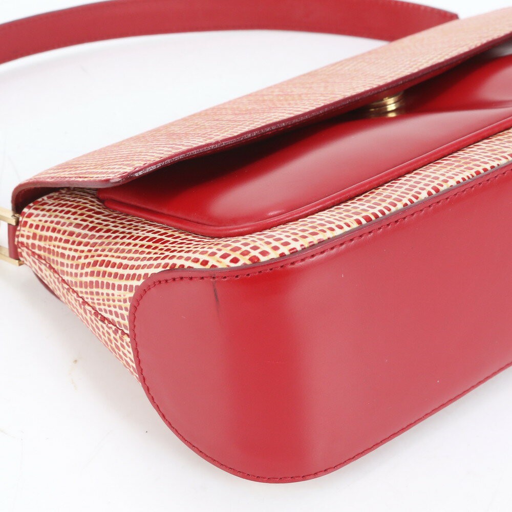 Salvatore Ferragamo Hand Shoulder Bag Tote Purse Gancini Leather Red Authentic
