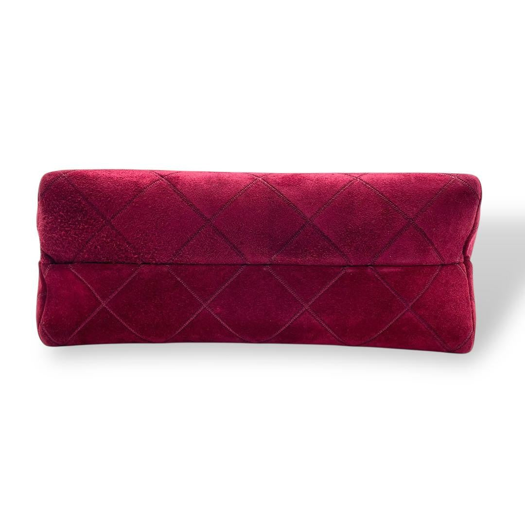 Salvatore Ferragamo Shoulder Bag Purse Suede Leather Red Authentic