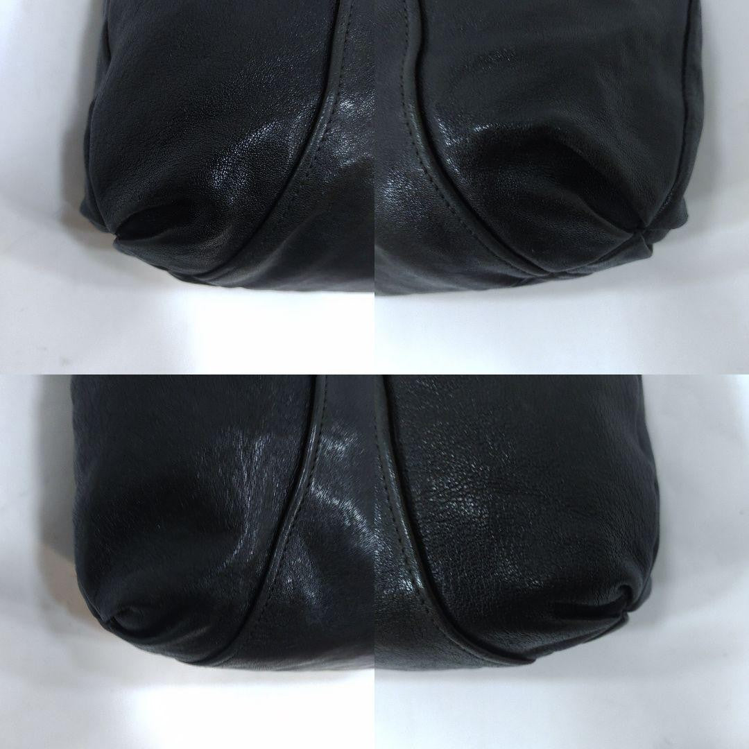 Salvatore Ferragamo Shoulder Bag Purse Gancini Leather Black Authentic