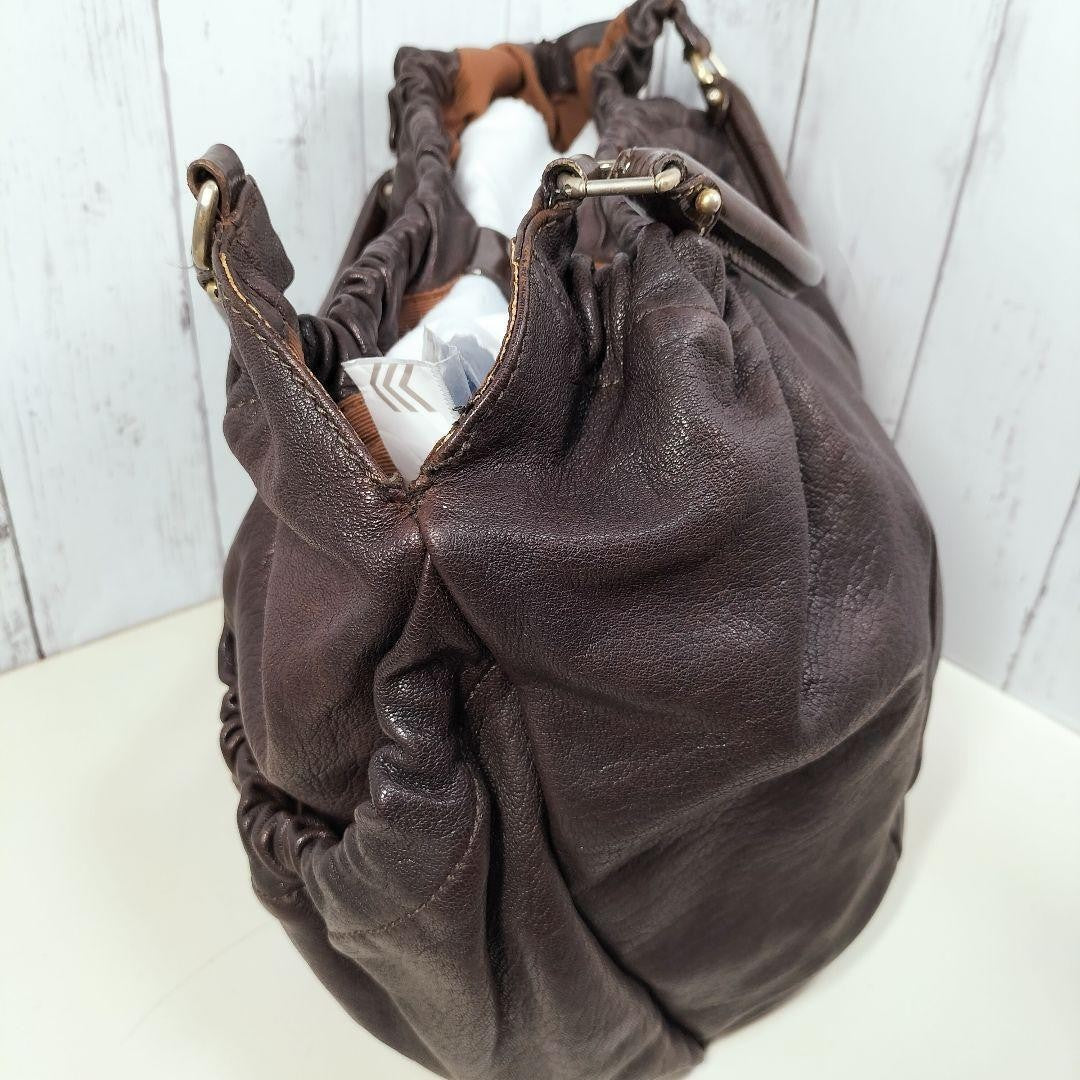 Salvatore Ferragamo Hand Bag Tote Purse Vara Ribbon Leather Brown Authentic