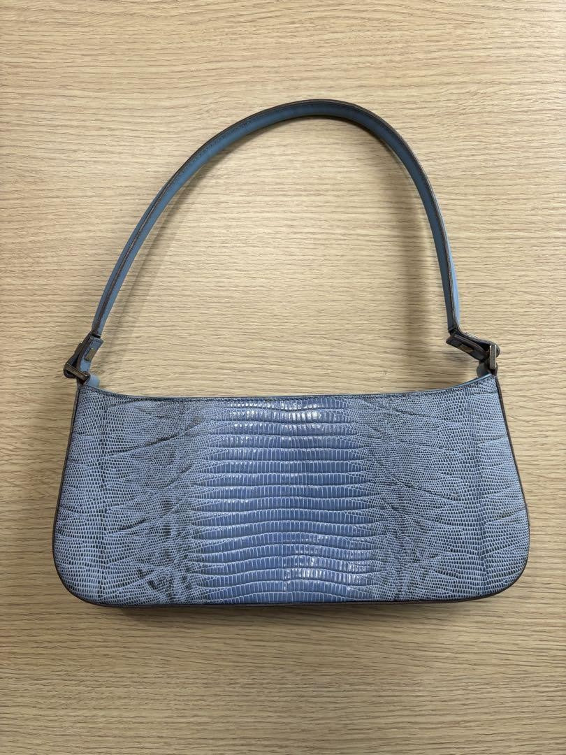 Salvatore Ferragamo Accessory Pouch Hand Bag Tote Purse Leather Light Blue Auth