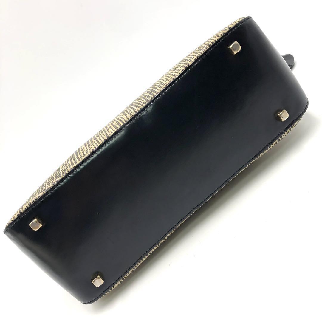 Salvatore Ferragamo Hand Bag Tote Purse Leather Black Authentic