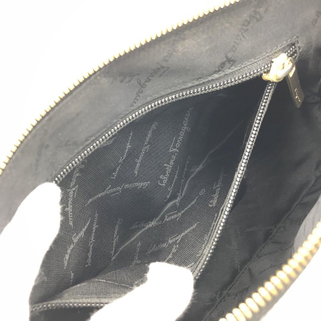 Salvatore Ferragamo Hand Bag Tote Purse Leather Black Authentic
