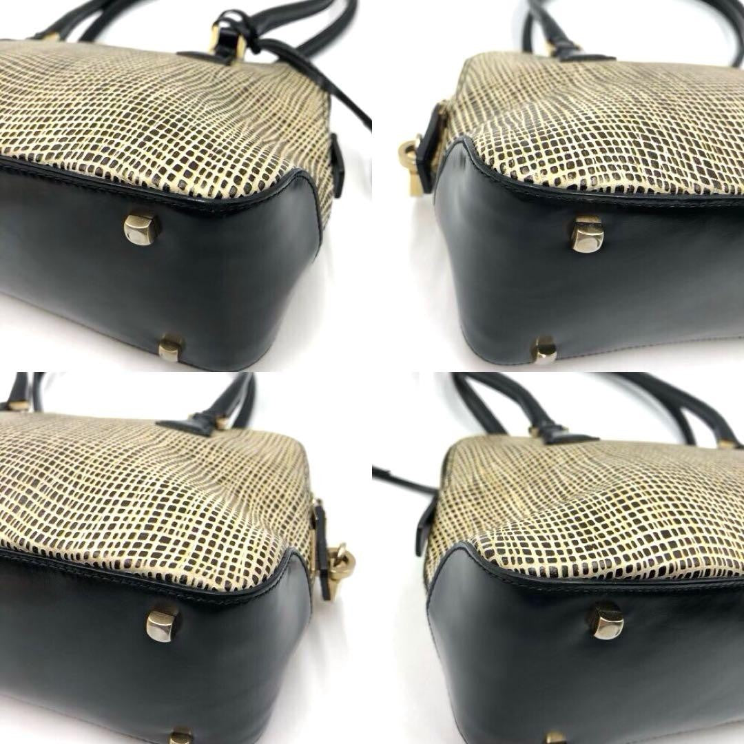 Salvatore Ferragamo Hand Bag Tote Purse Leather Black Authentic