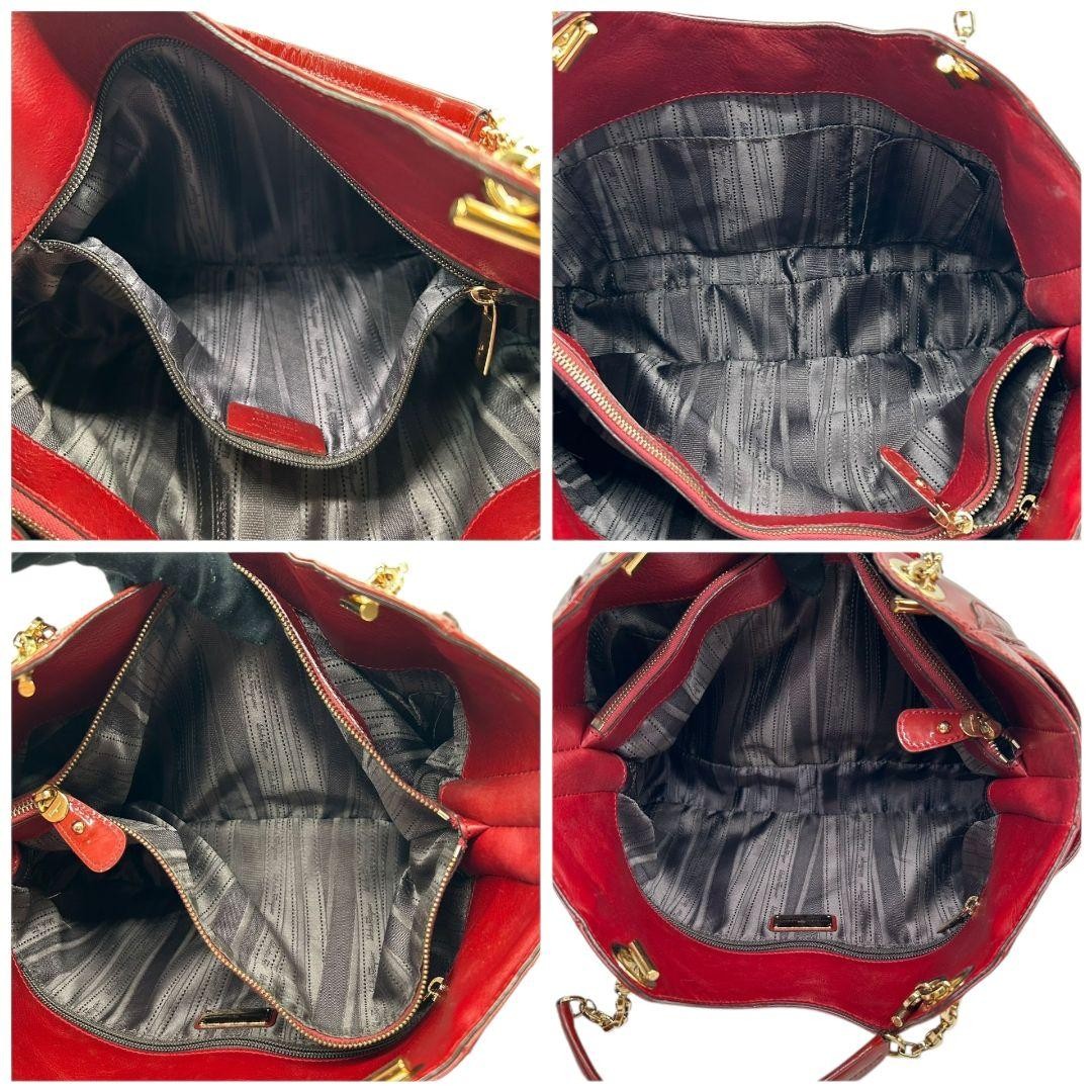 Salvatore Ferragamo Hand Bag Tote Purse Gancini Patent Leather Red Authentic