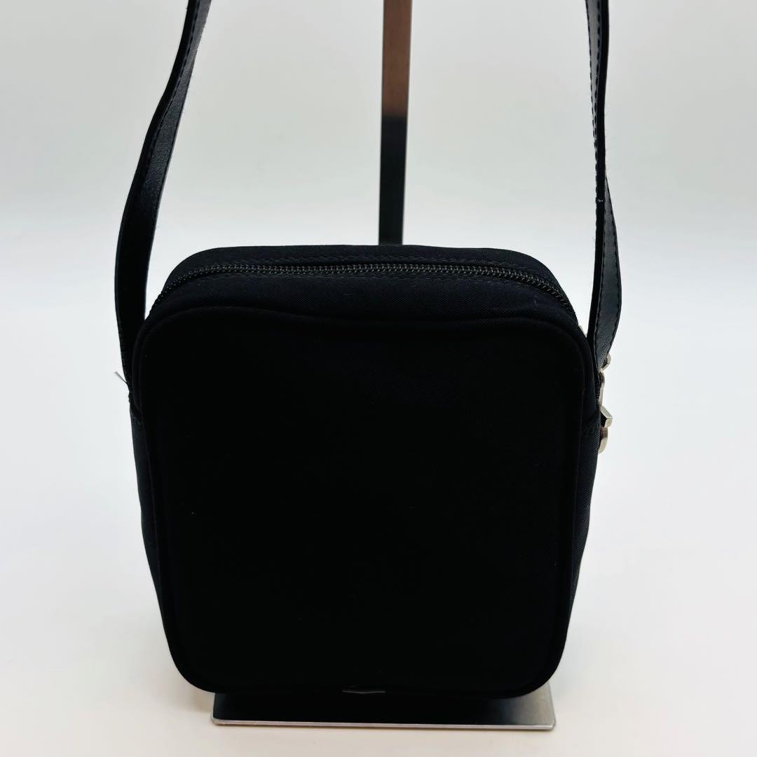 Salvatore Ferragamo Shoulder Bag Purse Gancini Canvas Leather Black Authentic