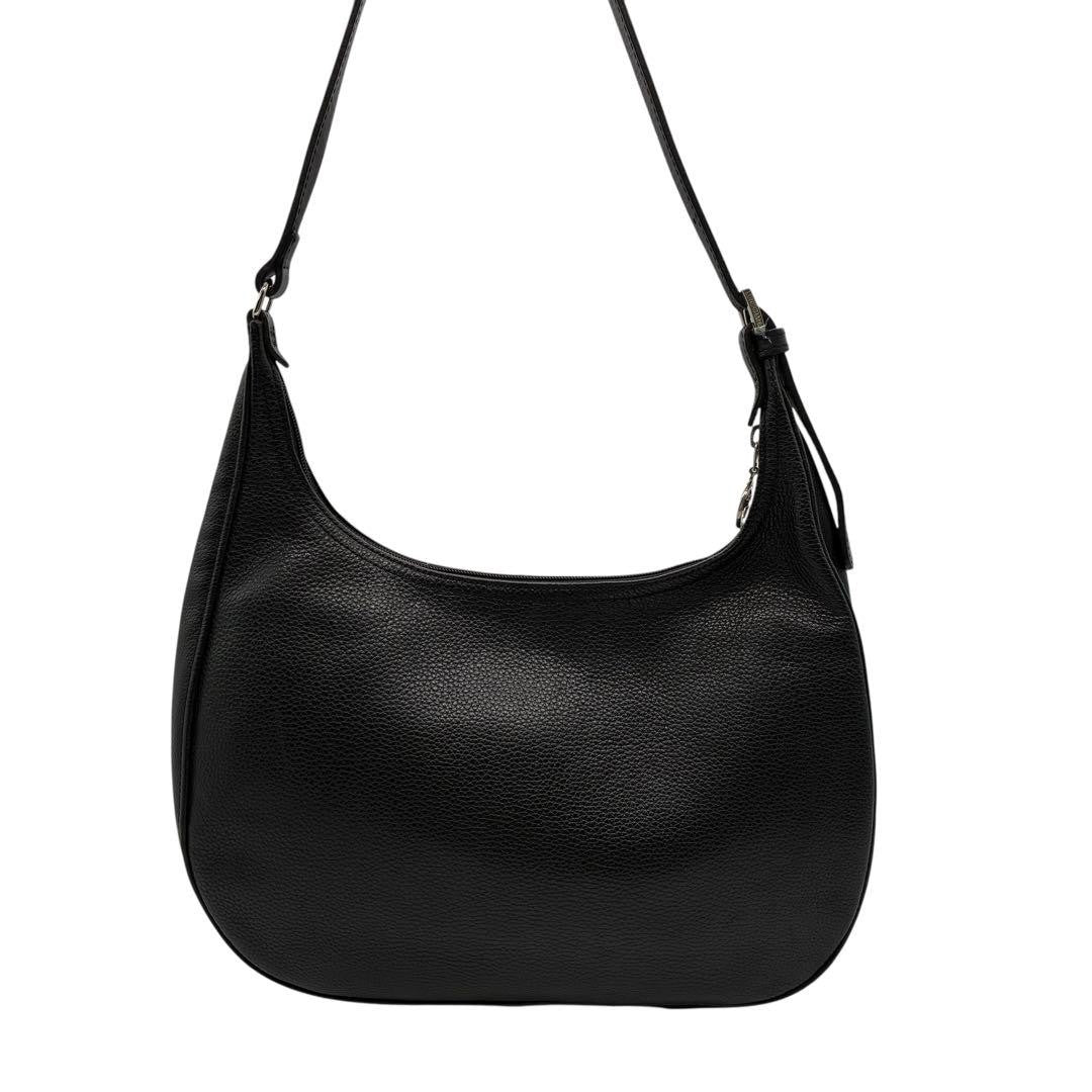 Longchamp Shoulder Bag Purse Leather Black Authentic
