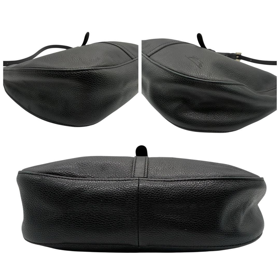 Longchamp Shoulder Bag Purse Leather Black Authentic