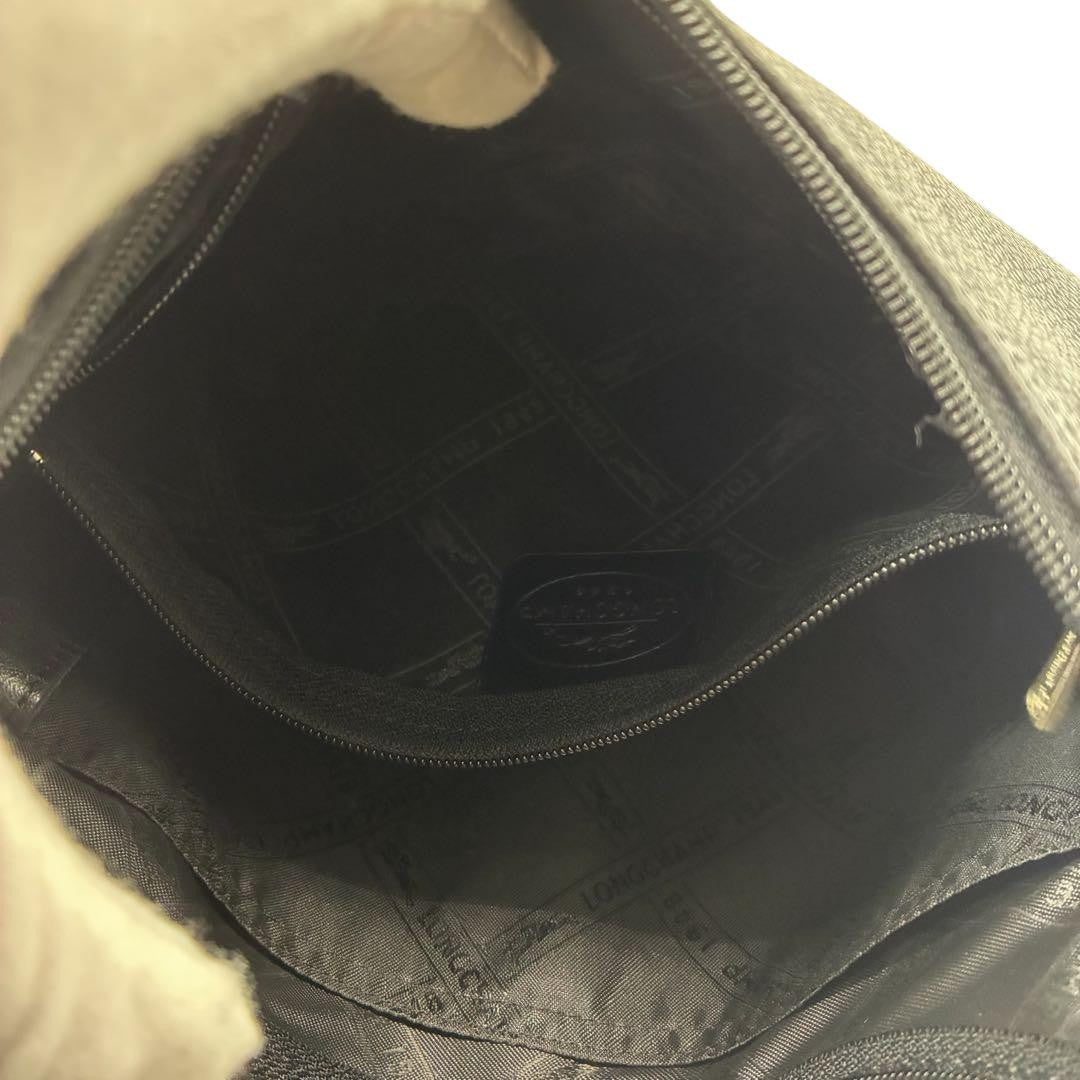 Longchamp Shoulder Bag Purse Leather Black Authentic