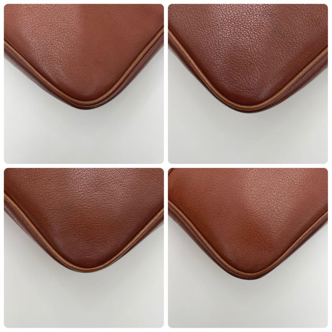 Longchamp Shoulder Bag Purse Leather Brown Authentic