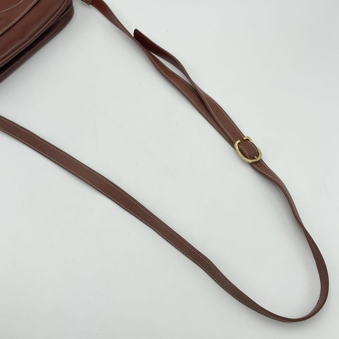 Longchamp Shoulder Bag Purse Leather Brown Authentic