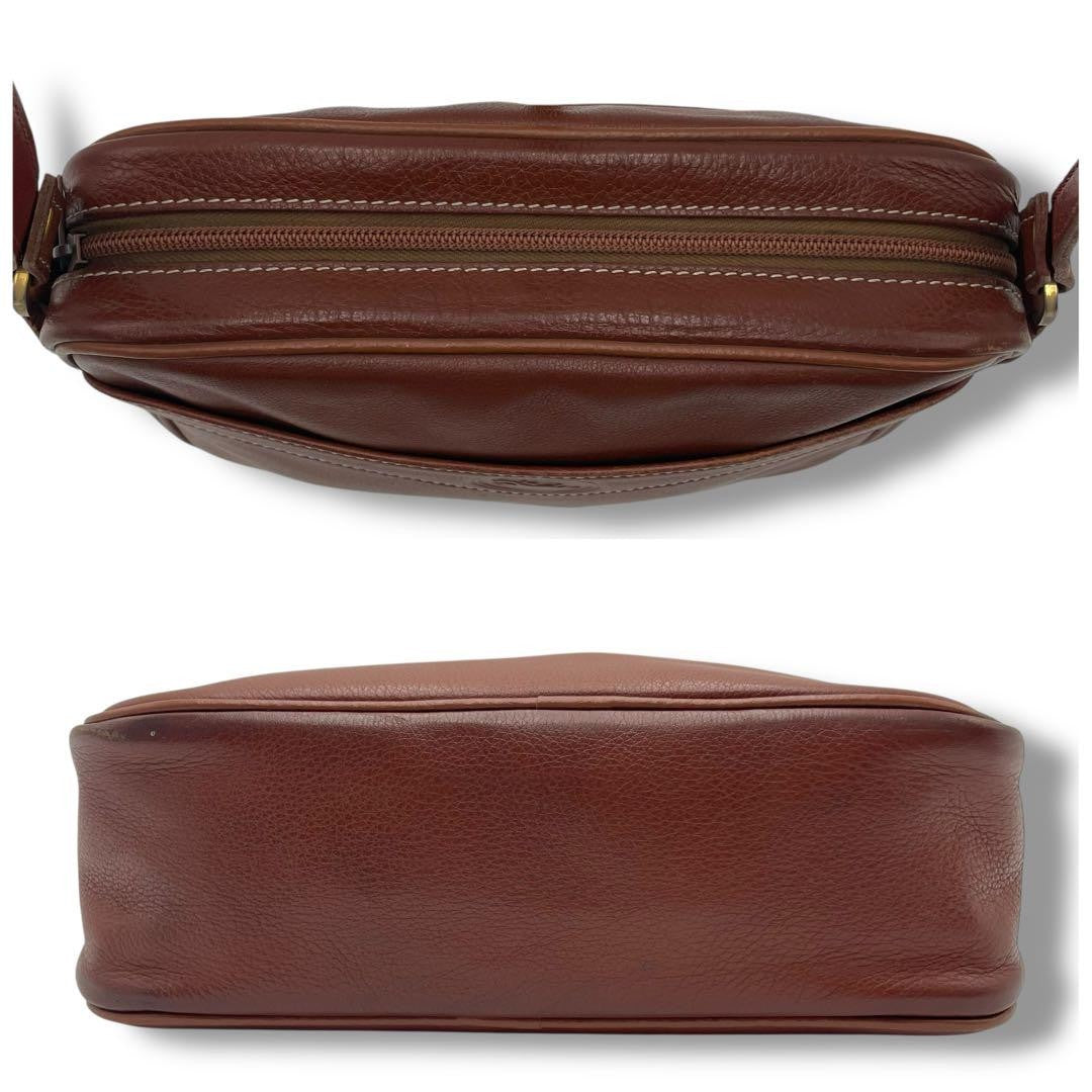 Longchamp Shoulder Bag Purse Leather Brown Authentic
