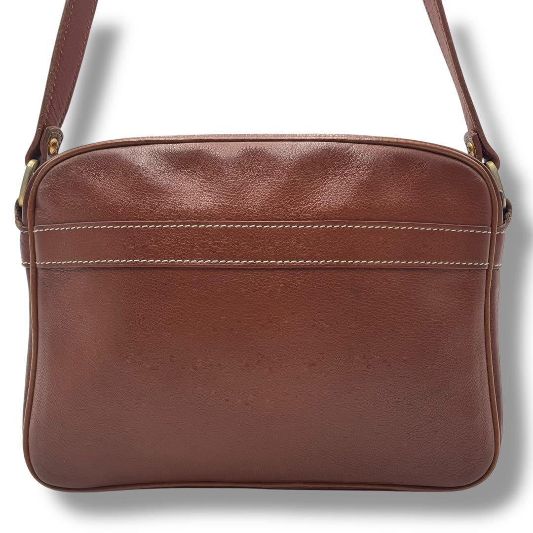 Longchamp Shoulder Bag Purse Leather Brown Authentic