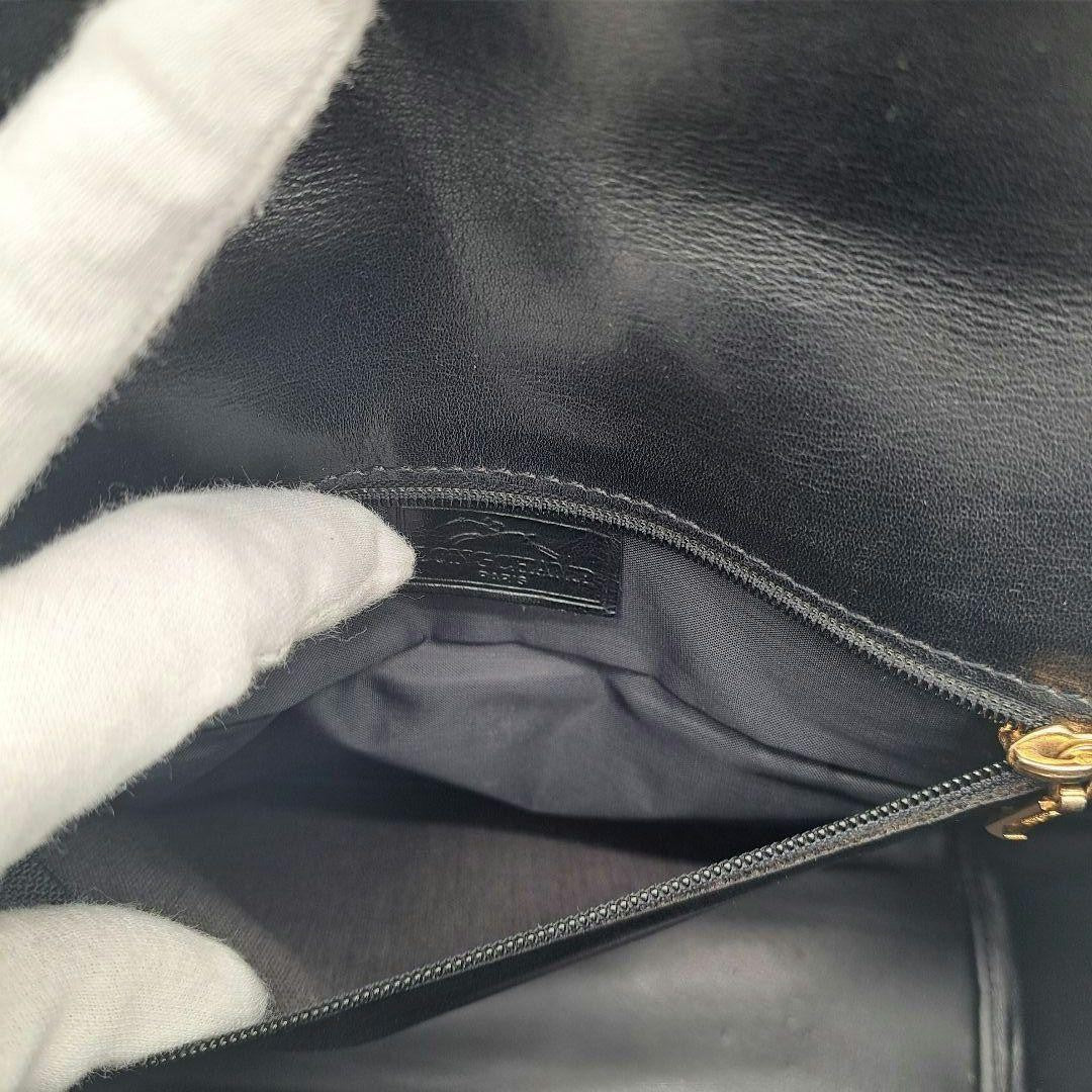 Longchamp Shoulder Bag Purse Leather Black Authentic