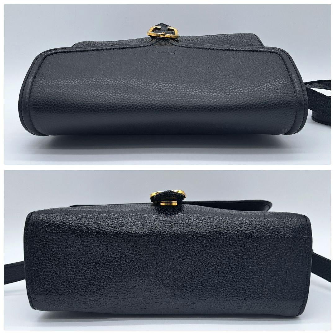 Longchamp Shoulder Bag Purse Leather Black Authentic