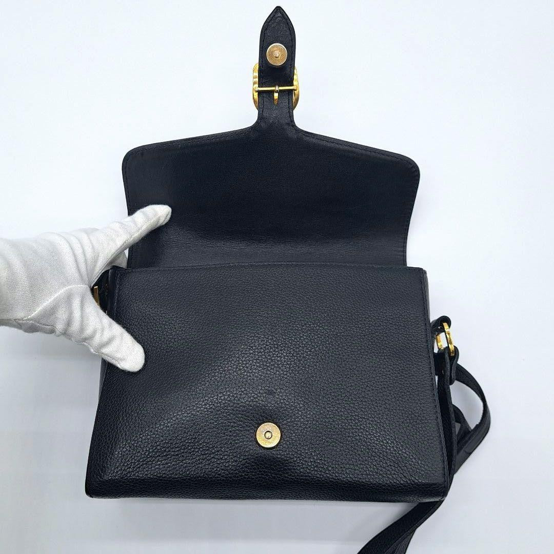 Longchamp Shoulder Bag Purse Leather Black Authentic